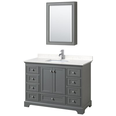 Wyndham Bathroom Vanities, Single Sink Vanities, 40-50, Gray, Modern, Vanity Set, 840193304260, WCS202048SKGC2UNSMED