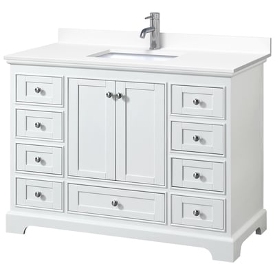 Wyndham Bathroom Vanities, Single Sink Vanities, 40-50, White, Modern, Vanity Set, 840193303058, WCS202048SWHWCUNSMXX
