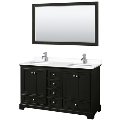 Wyndham Bathroom Vanities, Double Sink Vanities, 50-70, Dark Brown, Modern, Vanity Set, 840193302655, WCS202060DDEWCUNSM58