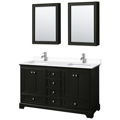 Bathroom Vanities Wyndham Deborah Espresso WCS202060DDEWCUNSMED 840193302648 Vanity Set Double Sink Vanities 50-70 Dark Brown 25 