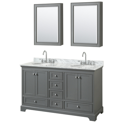 Wyndham Bathroom Vanities, Double Sink Vanities, 50-70, Gray, Modern, Vanity Set, 700161177503, WCS202060DKGCMUNOMED