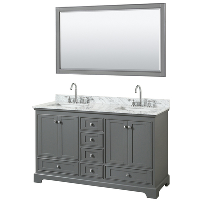 Wyndham Bathroom Vanities, Double Sink Vanities, 50-70, Gray, Modern, Vanity Set, 700161168051, WCS202060DKGCMUNSM58