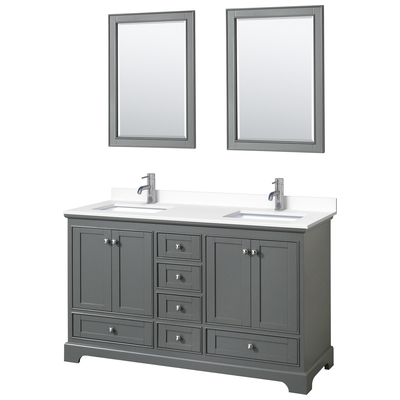 Wyndham Bathroom Vanities, Double Sink Vanities, 50-70, Gray, Modern, Vanity Set, 840193302860, WCS202060DKGWCUNSM24