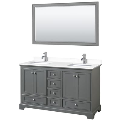 Wyndham Bathroom Vanities, Double Sink Vanities, 50-70, Gray, Modern, Vanity Set, 840193302891, WCS202060DKGWCUNSM58