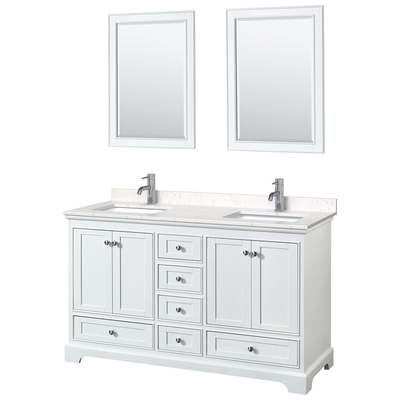 Wyndham Bathroom Vanities, Double Sink Vanities, 50-70, White, Modern, Vanity Set, 840193304543, WCS202060DWHC2UNSM24