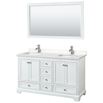 Wyndham Bathroom Vanities, Double Sink Vanities, 50-70, White, Modern, Vanity Set, 840193304574, WCS202060DWHC2UNSM58