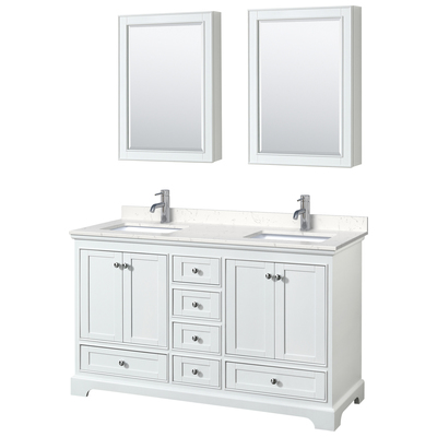 Wyndham Bathroom Vanities, Double Sink Vanities, 50-70, White, Modern, Vanity Set, 840193304567, WCS202060DWHC2UNSMED