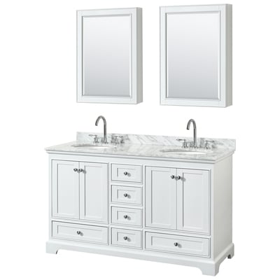 Wyndham Bathroom Vanities, Double Sink Vanities, 50-70, White, Modern, Vanity Set, 700161177541, WCS202060DWHCMUNOMED