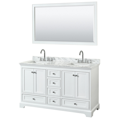 Wyndham Bathroom Vanities, Double Sink Vanities, 50-70, White, Modern, Vanity Set, 700161168112, WCS202060DWHCMUNSM58