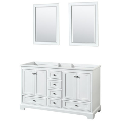 Wyndham Bathroom Vanities, Double Sink Vanities, 50-70, White, Cabinets Only, Modern, Vanity Cabinet, 700161168136, WCS202060DWHCXSXXM24