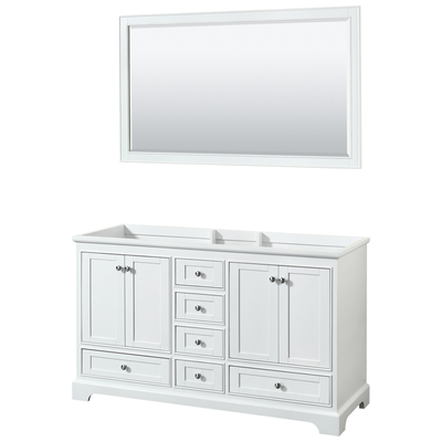 Wyndham Bathroom Vanities, Double Sink Vanities, 50-70, White, Cabinets Only, Modern, Vanity Cabinet, 700161168143, WCS202060DWHCXSXXM58