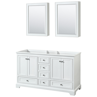 Wyndham Bathroom Vanities, Double Sink Vanities, 50-70, White, Cabinets Only, Modern, Vanity Cabinet, 700161168860, WCS202060DWHCXSXXMED
