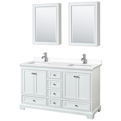 Wyndham Bathroom Vanities, Double Sink Vanities, 50-70, White, Modern, Vanity Set, 840193303126, WCS202060DWHWCUNSMED