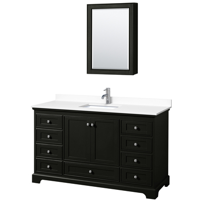 Wyndham Bathroom Vanities, Single Sink Vanities, 50-70, Dark Brown, Modern, Vanity Set, 840193302617, WCS202060SDEWCUNSMED