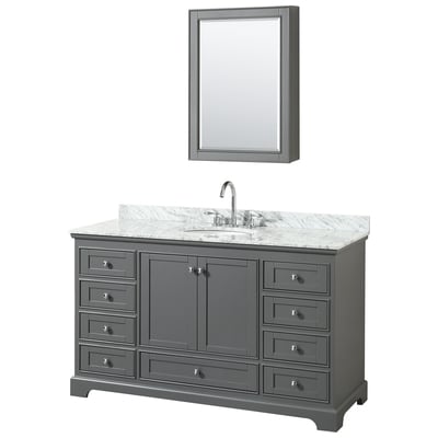 Wyndham Bathroom Vanities, Single Sink Vanities, 50-70, Gray, Modern, Vanity Set, 700161177602, WCS202060SKGCMUNOMED