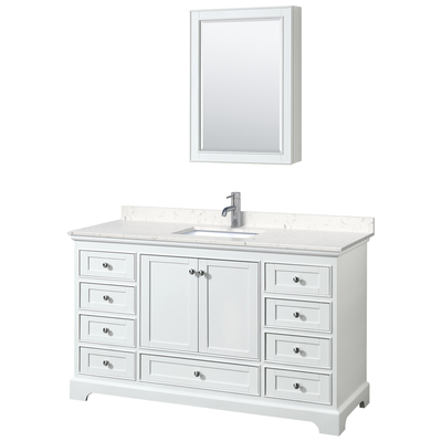 Wyndham Bathroom Vanities, Single Sink Vanities, 50-70, White, Modern, Vanity Set, 840193304536, WCS202060SWHC2UNSMED
