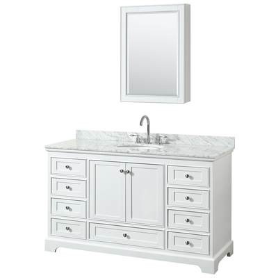 Wyndham Bathroom Vanities, Single Sink Vanities, 50-70, White, Modern, Vanity Set, 700161177633, WCS202060SWHCMUNOMED