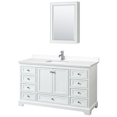 Wyndham Bathroom Vanities, Single Sink Vanities, 50-70, White, Modern, Vanity Set, 840193303096, WCS202060SWHWCUNSMED