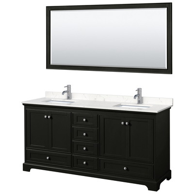 Wyndham Bathroom Vanities, Double Sink Vanities, 70-90, Dark Brown, Modern, Vanity Set, 840193304130, WCS202072DDEC2UNSM70