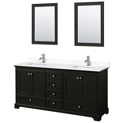 Wyndham Bathroom Vanities, Double Sink Vanities, 70-90, Dark Brown, Modern, Vanity Set, 840193302662, WCS202072DDEWCUNSM24