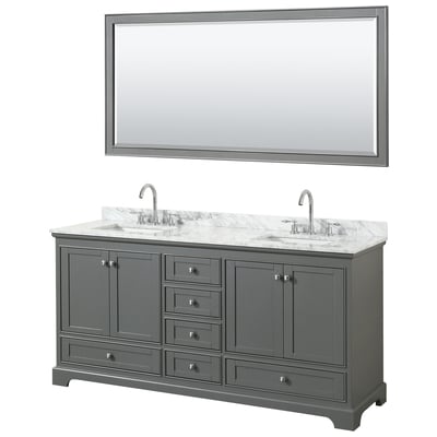 Wyndham Bathroom Vanities, Double Sink Vanities, 70-90, Gray, Modern, Vanity Set, 700161170276, WCS202072DKGCMUNSM70