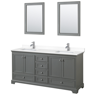 Wyndham Bathroom Vanities, Double Sink Vanities, 70-90, Gray, Modern, Vanity Set, 840193302907, WCS202072DKGWCUNSM24
