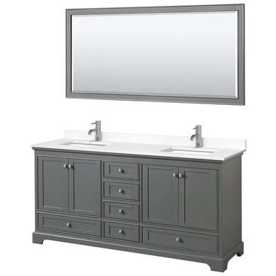 Wyndham Bathroom Vanities, Double Sink Vanities, 70-90, Gray, Modern, Vanity Set, 840193302938, WCS202072DKGWCUNSM70