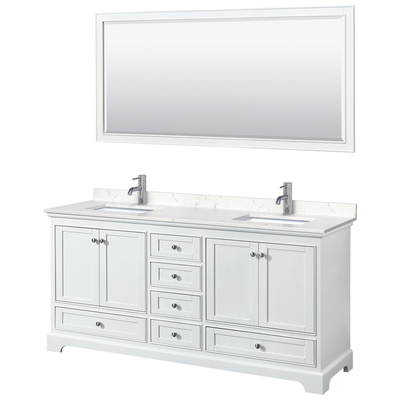 Wyndham Bathroom Vanities, Double Sink Vanities, 70-90, White, Modern, Vanity Set, 840193304611, WCS202072DWHC2UNSM70