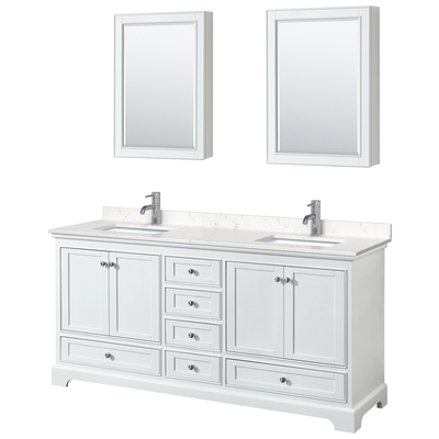 Wyndham Bathroom Vanities, Double Sink Vanities, 70-90, White, Modern, Vanity Set, 840193304604, WCS202072DWHC2UNSMED
