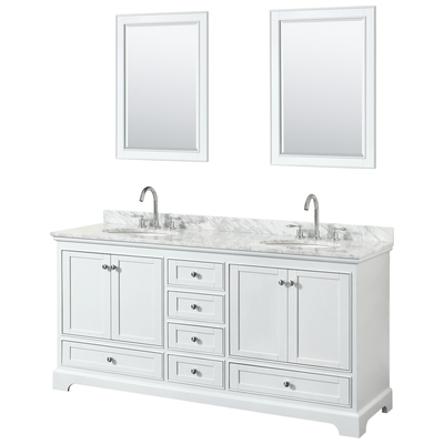 Wyndham Bathroom Vanities, Double Sink Vanities, 70-90, White, Modern, Vanity Set, 700161177732, WCS202072DWHCMUNOM24