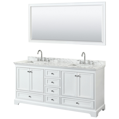 Wyndham Bathroom Vanities, Double Sink Vanities, 70-90, White, Modern, Vanity Set, 700161170290, WCS202072DWHCMUNSM70