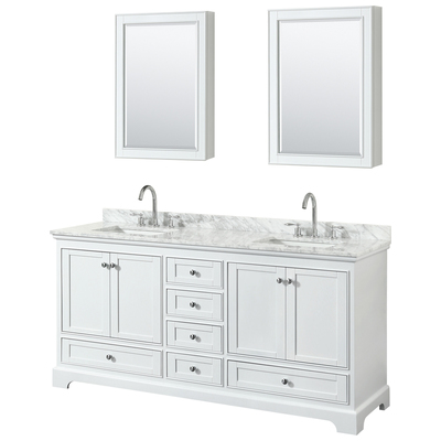 Wyndham Bathroom Vanities, Double Sink Vanities, 70-90, White, Modern, Vanity Set, 700161168891, WCS202072DWHCMUNSMED