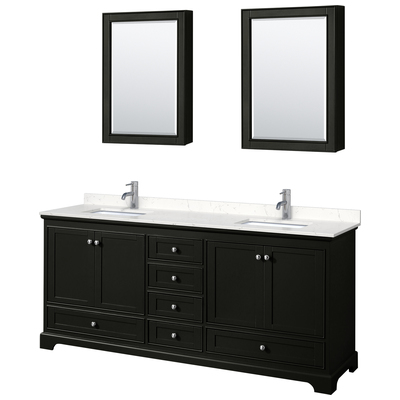 Wyndham Bathroom Vanities, Double Sink Vanities, 70-90, Dark Brown, Modern, Vanity Set, 840193304161, WCS202080DDEC2UNSMED