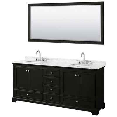 Wyndham Bathroom Vanities, Double Sink Vanities, 70-90, Dark Brown, Modern, Vanity Set, 700161170221, WCS202080DDECMUNSM70