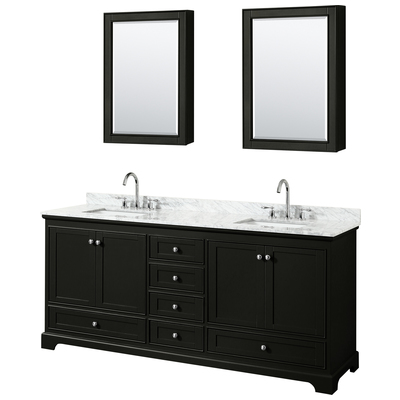 Wyndham Bathroom Vanities, Double Sink Vanities, 70-90, Dark Brown, Modern, Vanity Set, 700161170214, WCS202080DDECMUNSMED