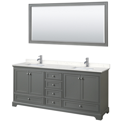 Wyndham Bathroom Vanities, Double Sink Vanities, 70-90, Gray, Modern, Vanity Set, 840193304413, WCS202080DKGC2UNSM70