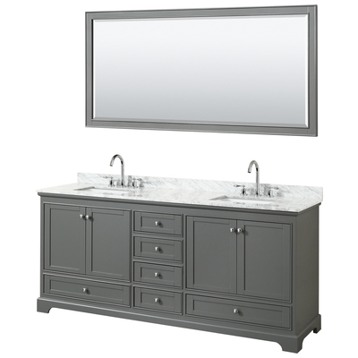 Wyndham Bathroom Vanities, Double Sink Vanities, 70-90, Gray, Modern, Vanity Set, 700161170313, WCS202080DKGCMUNSM70
