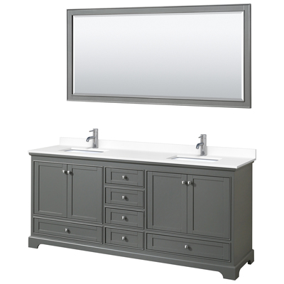 Wyndham Bathroom Vanities, Double Sink Vanities, 70-90, Gray, Modern, Vanity Set, 840193302976, WCS202080DKGWCUNSM70