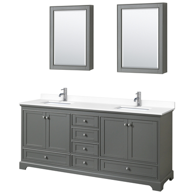 Wyndham Bathroom Vanities, Double Sink Vanities, 70-90, Gray, Modern, Vanity Set, 840193302969, WCS202080DKGWCUNSMED