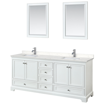 Wyndham Bathroom Vanities, Double Sink Vanities, 70-90, White, Modern, Vanity Set, 840193304628, WCS202080DWHC2UNSM24