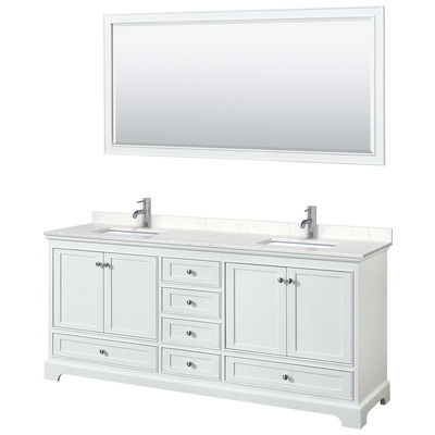 Wyndham Bathroom Vanities, Double Sink Vanities, 70-90, White, Modern, Vanity Set, 840193304659, WCS202080DWHC2UNSM70