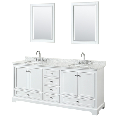Wyndham Bathroom Vanities, Double Sink Vanities, 70-90, White, Modern, Vanity Set, 700161168280, WCS202080DWHCMUNSM24