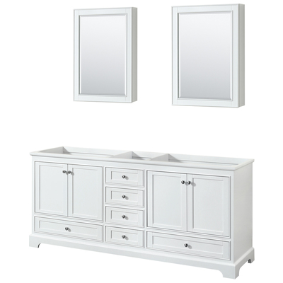 Wyndham Bathroom Vanities, Double Sink Vanities, 70-90, White, Cabinets Only, Modern, Vanity Cabinet, 700161168945, WCS202080DWHCXSXXMED