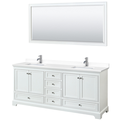 Wyndham Bathroom Vanities, Double Sink Vanities, 70-90, White, Modern, Vanity Set, 840193303218, WCS202080DWHWCUNSM70