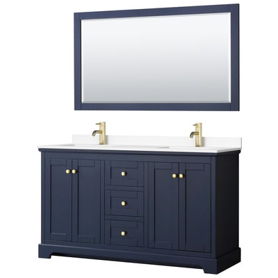 Bathroom Vanities Wyndham Avery Dark Blue WCV232360DBLWCUNSM58 810023768630 Vanity Set Double Sink Vanities 50-70 Blue 25 