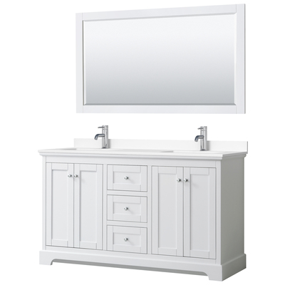 Wyndham Bathroom Vanities, Double Sink Vanities, 50-70, White, Modern, Vanity Set, 810023768852, WCV232360DWHWCUNSM58
