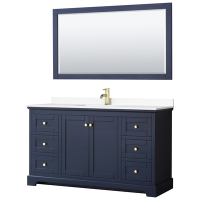 Wyndham Bathroom Vanities, Single Sink Vanities, 50-70, Blue, Modern, Vanity Set, 810023768616, WCV232360SBLWCUNSM58
