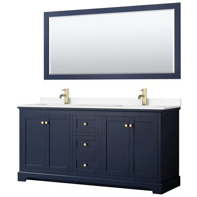 Bathroom Vanities Wyndham Avery Dark Blue WCV232372DBLWCUNSM70 810023768654 Vanity Set Double Sink Vanities 70-90 Blue 25 