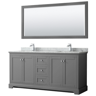 Wyndham Bathroom Vanities, Double Sink Vanities, 70-90, Gray, Modern, Vanity Set, 810023761389, WCV232372DKGCMUNSM70