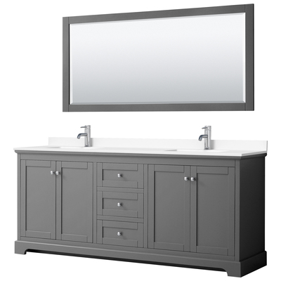 Wyndham Bathroom Vanities, Double Sink Vanities, 70-90, Gray, Modern, Vanity Set, 810023768791, WCV232380DKGWCUNSM70